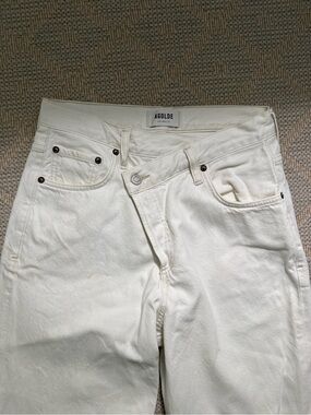 Agolde Women’s Off-White Fold Over Straight Leg Jeans